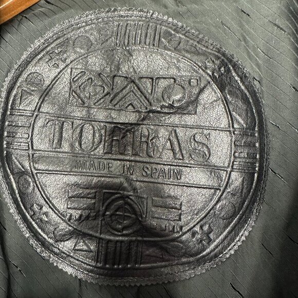 Torras Suede Leather Jacket Size 38 Black Button up Wool - Picture 11 of 16